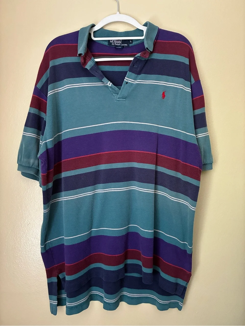 Ralph Lauren Teal Multi-Stripe Rugby Polo